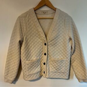 Quilted Beige Cardigan Sweater